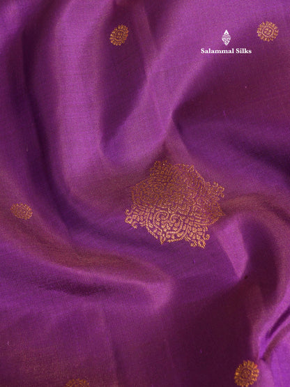 Purple Korvai Pure Kanjivaram Silk Saree with Contrast Light Pink Border