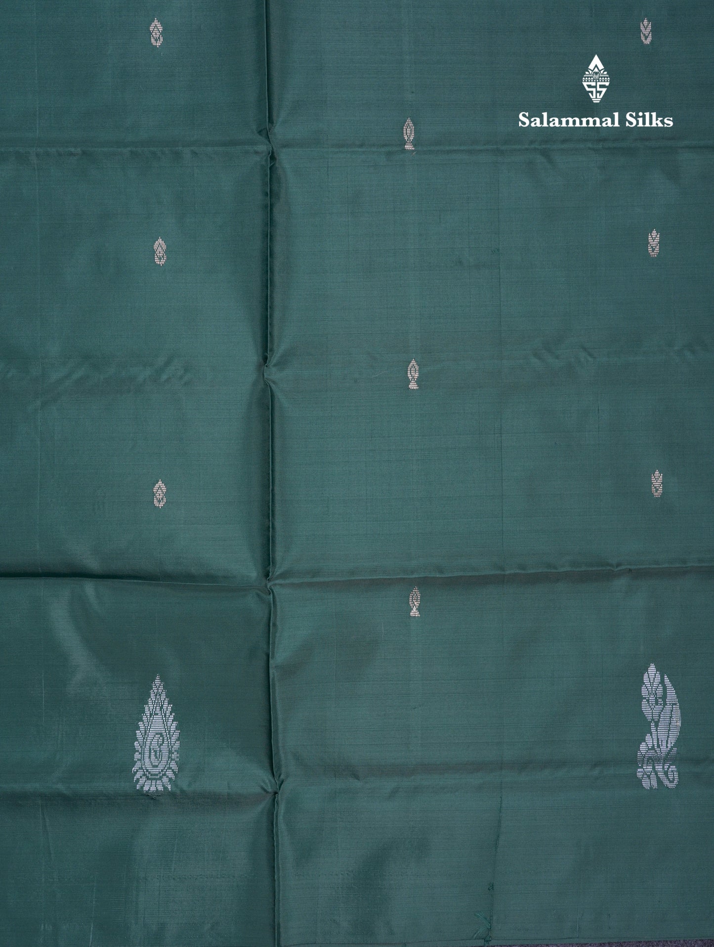 Bottle Green Thread work Buttas Banana Pinth Saree (Vaazhainaar Pattu) With Contrast Sandal Blouse
