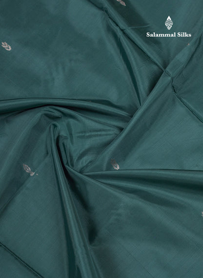 Bottle Green Thread work Buttas Banana Pinth Saree (Vaazhainaar Pattu) With Contrast Sandal Blouse