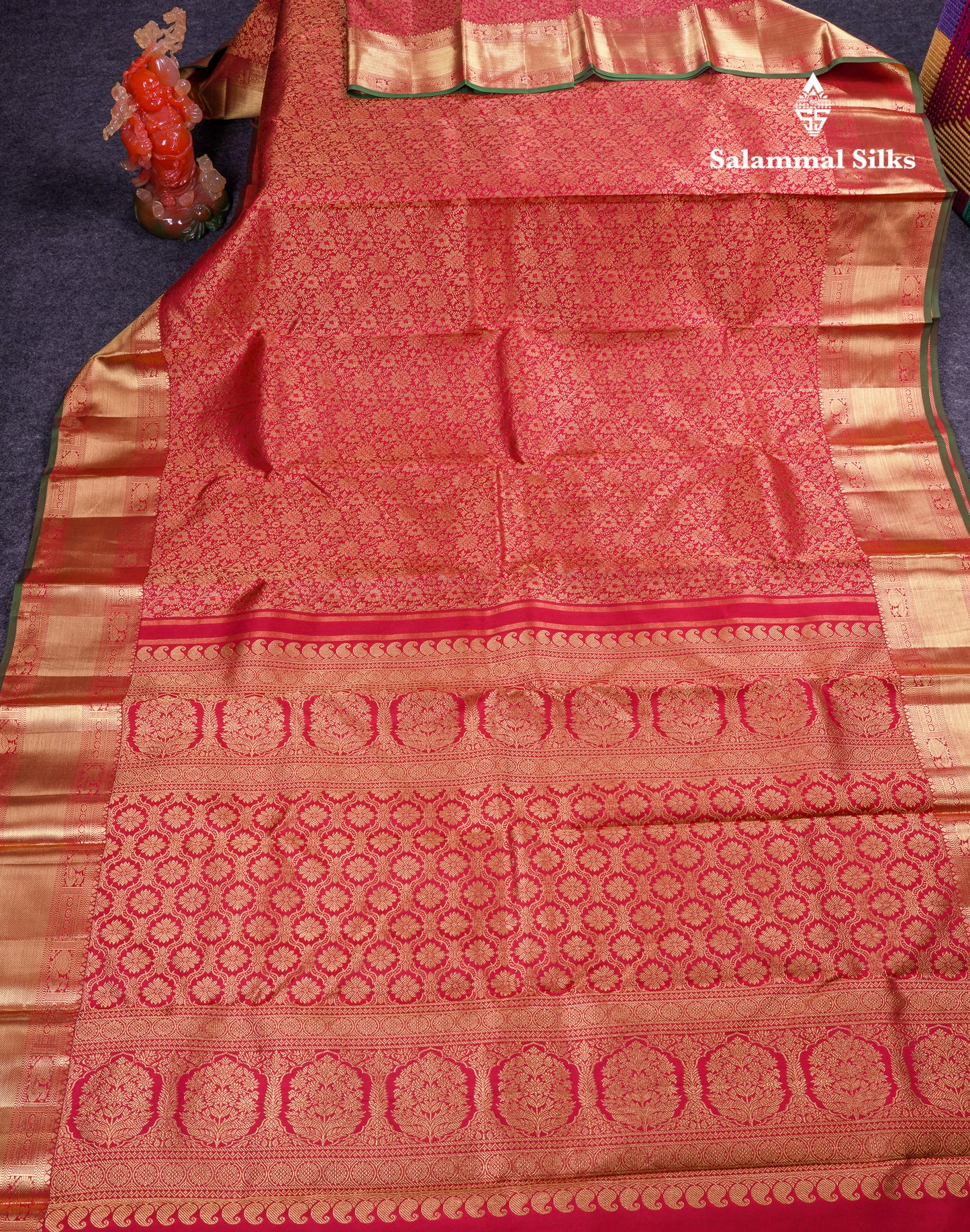 Beautiful Maroon Bridal Pure Kanjivaram Silk Saree With Contrast Bottle Green Blouse