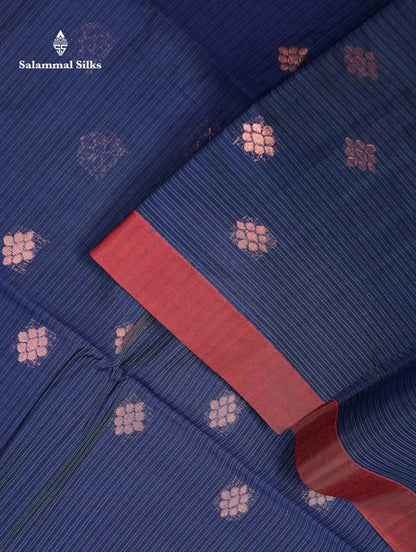 Beautiful Brown Copper Zari Butta Kota Cotton Saree With Contrast Dark Brown Border