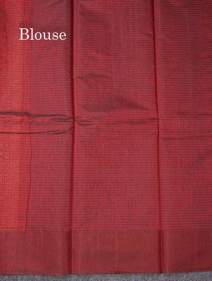 Beautiful Brown Copper Zari Butta Kota Cotton Saree With Contrast Dark Brown Border