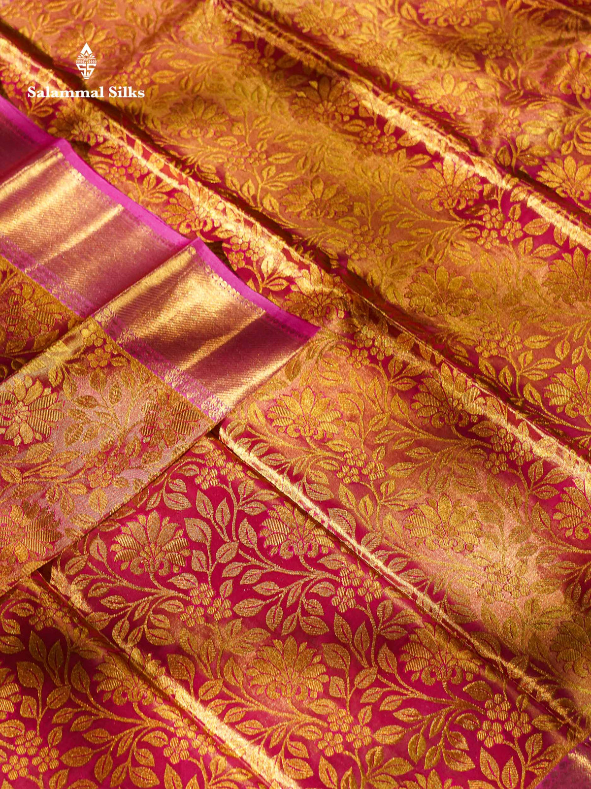 Pink Tissue Bridal Pure Kanjivaram Silk Saree With Contrast Link Pink Traditional Evening Morning Border