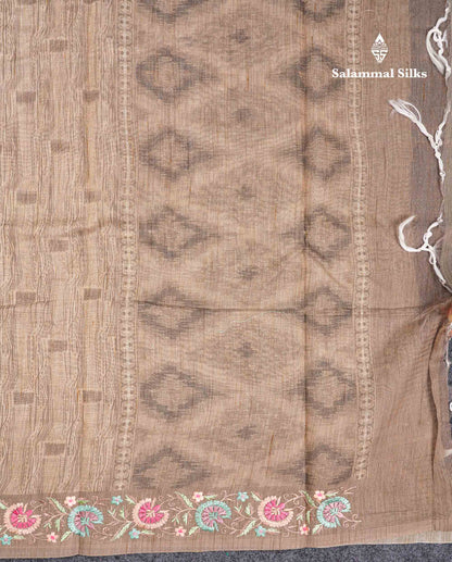 Beautiful Light Elaichi Green Kota Cotton Fancy Saree With Small Embrodiery Border