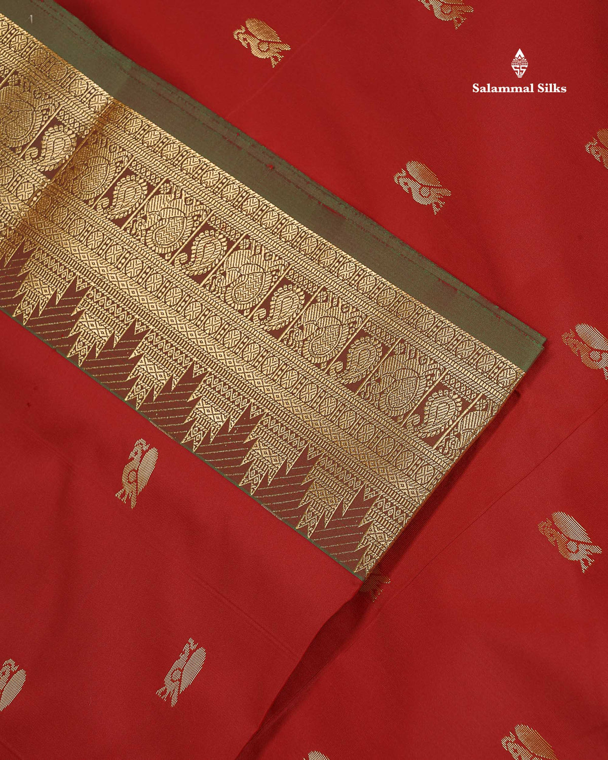 Semi Silk Saree - Maroon Colour Body Zari Butta With Traditional Temple Border | 9.5 Yards