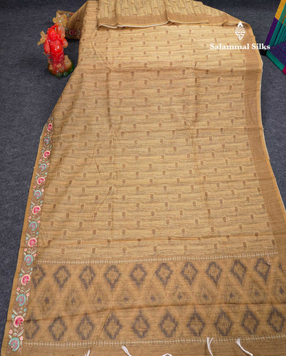Beautiful Light Elaichi Green Kota Cotton Fancy Saree With Small Embrodiery Border