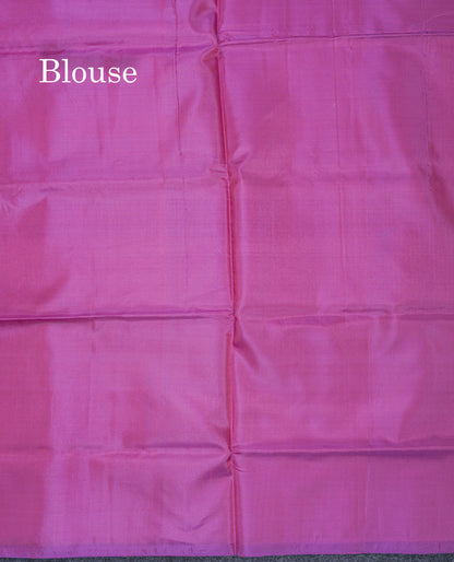 Light Olive Green Thread work Buttas Banana Pinth Saree (Vaazhainaar Pattu) With Contrast Purple Blouse