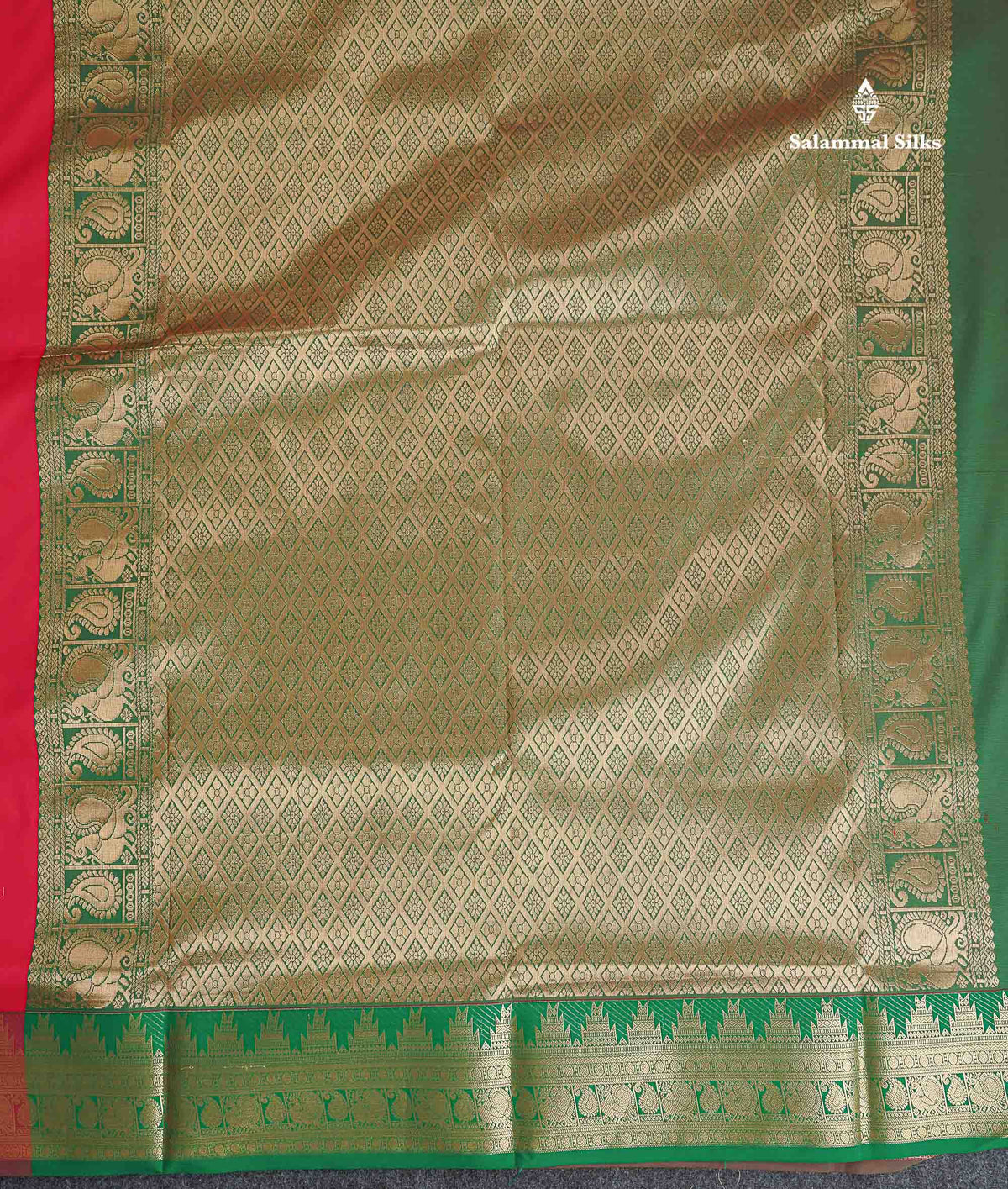 Semi Silk Saree - Maroon Colour Body Zari Butta With Traditional Temple Border | 9.5 Yards