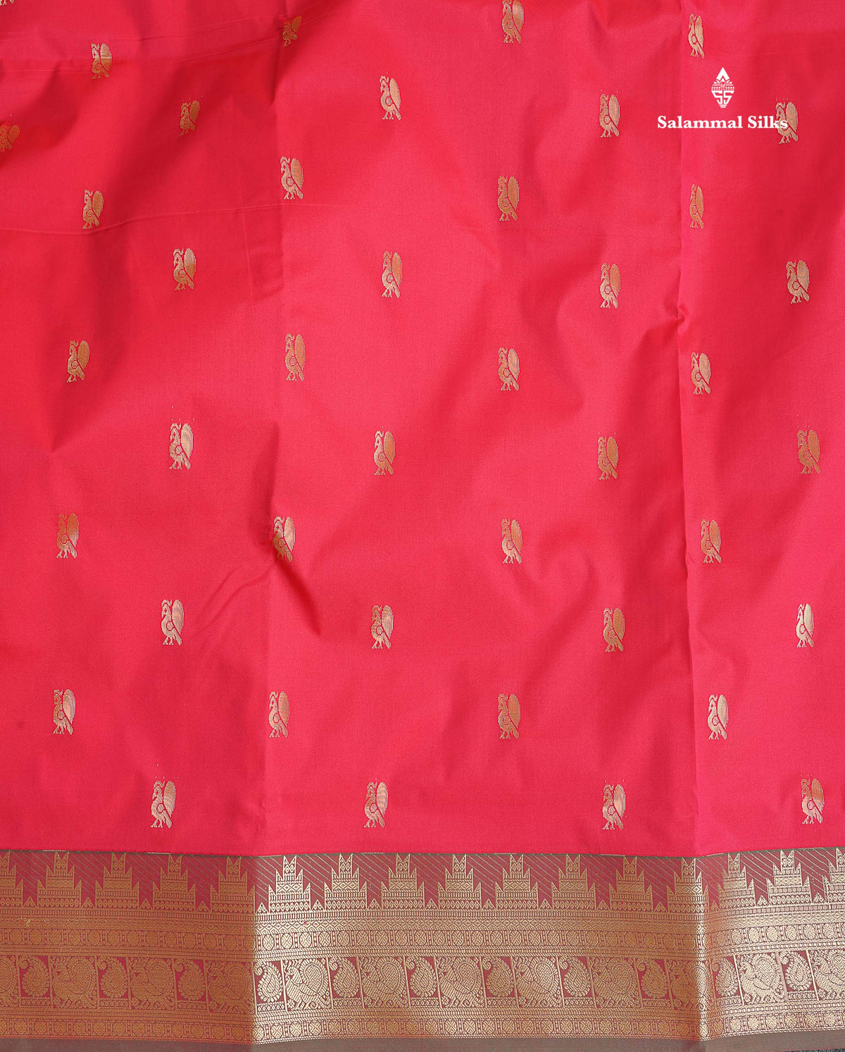 Semi Silk Saree - Maroon Colour Body Zari Butta With Traditional Temple Border | 9.5 Yards