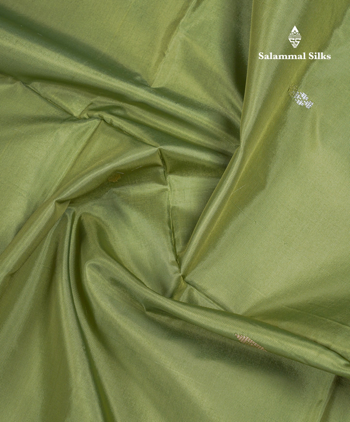 Parrot Green Thread work Buttas Banana Pinth Saree (Vaazhainaar Pattu) With Contrast Light Blue Blouse