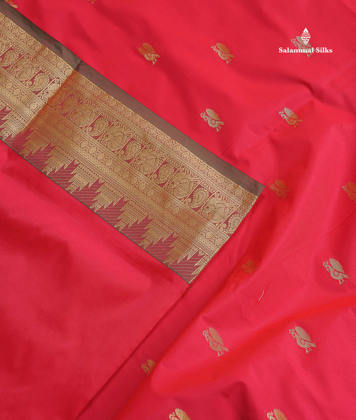 Semi Silk Saree - Maroon Colour Body Zari Butta With Traditional Temple Border | 9.5 Yards