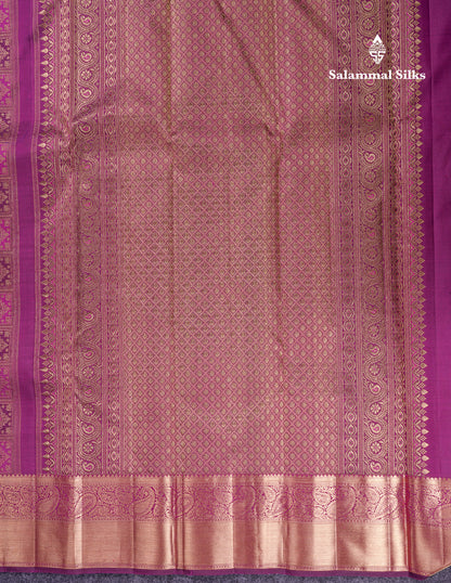 Beautiful Dark Purple Bridal Pure Kanjivaram Silk Saree With Traditional Border