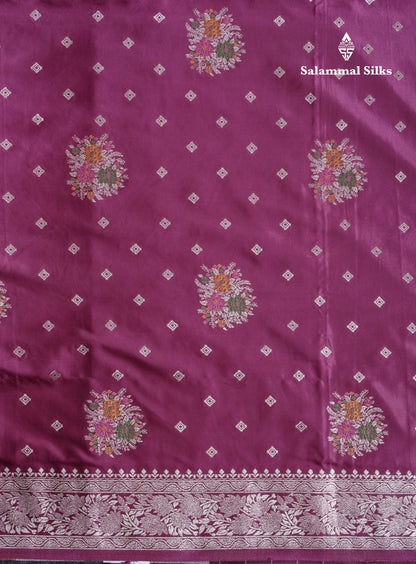 Beautiful Magenta Meenakari Work Russian Silk Saree With Fancy Self Border