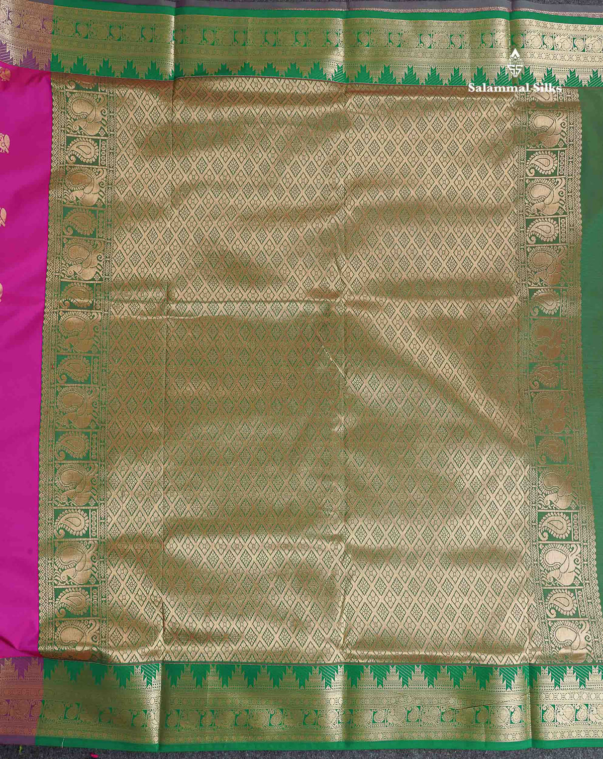 Semi Silk Saree - Maroon Colour Body Zari Butta With Traditional Temple Border | 9.5 Yards