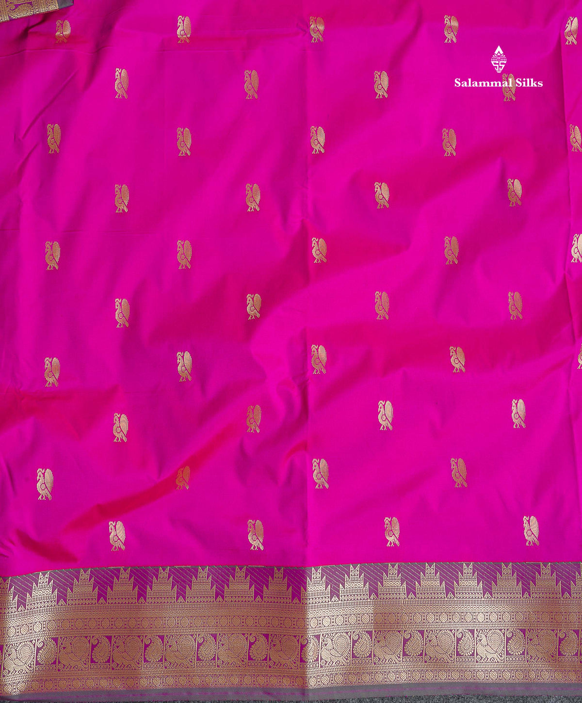 Semi Silk Saree - Maroon Colour Body Zari Butta With Traditional Temple Border | 9.5 Yards