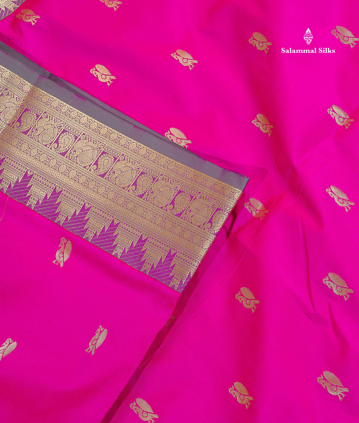 Semi Silk Saree - Maroon Colour Body Zari Butta With Traditional Temple Border | 9.5 Yards