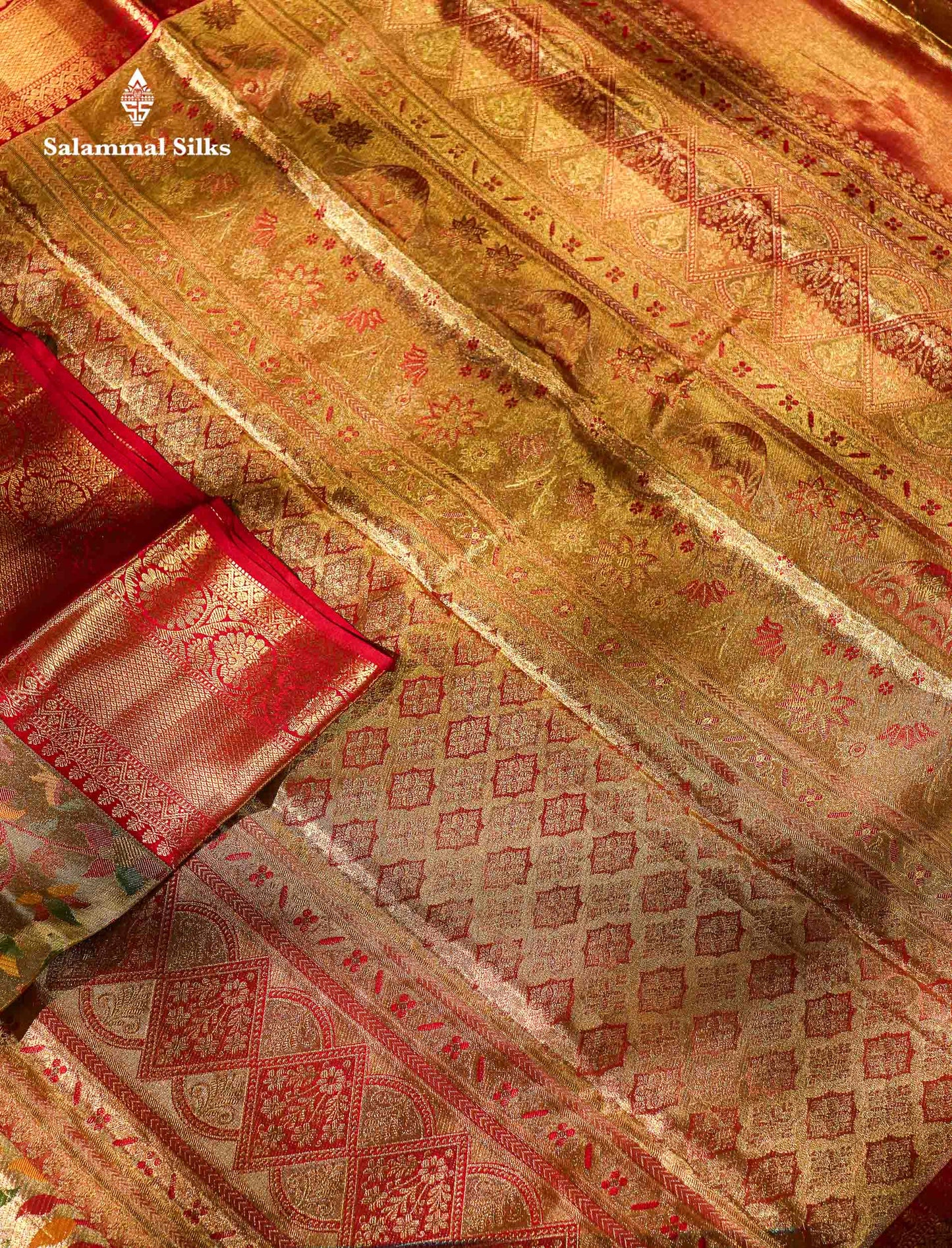 Beautiful Gold Tissue Menakari Work Bridal Pure Kanjivaram Silk Saree With Contrast Pink Traditional Border
