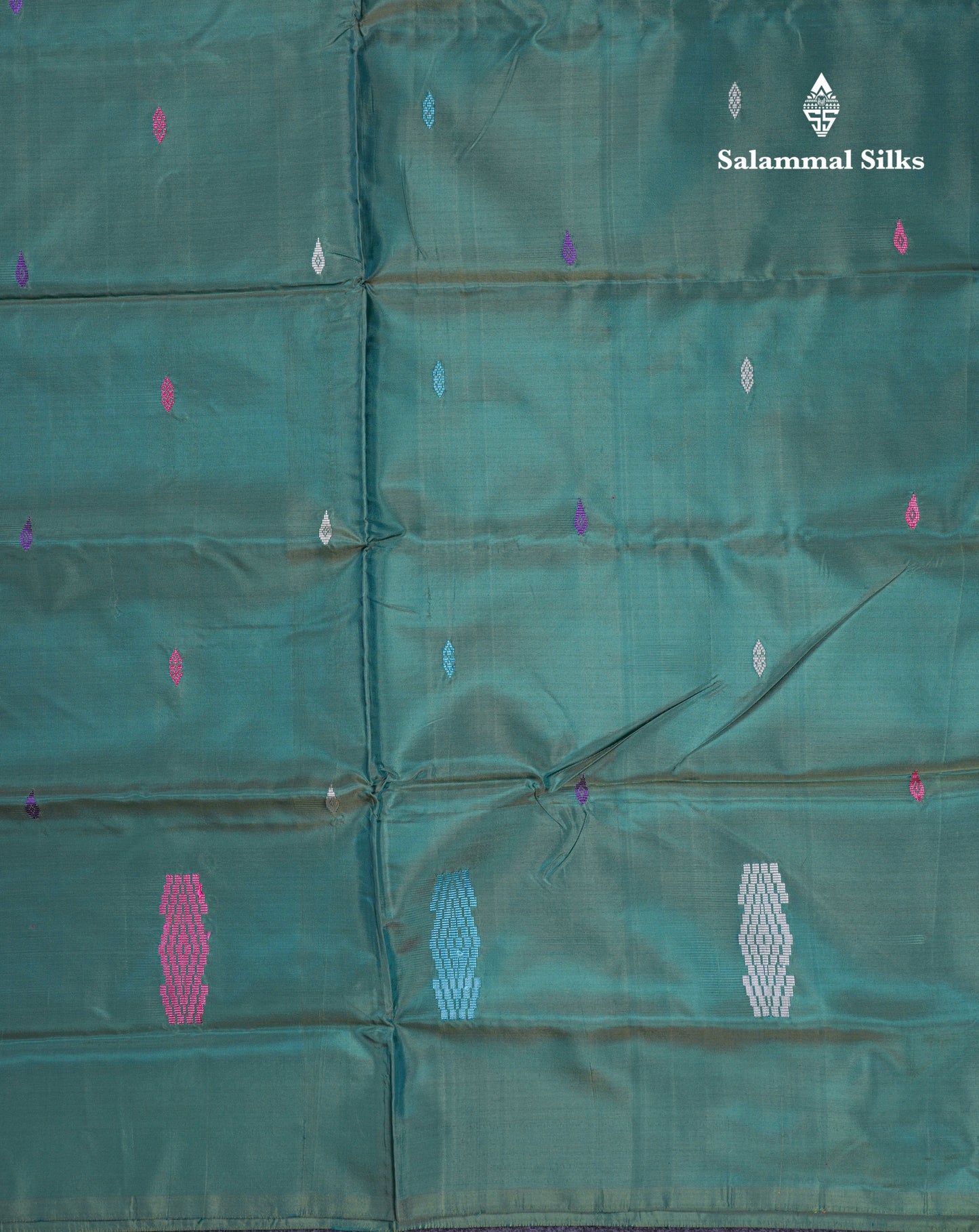 Pink Thread work Buttas Banana Pinth Saree (Vaazhainaar Pattu) With Contrast Green Shade Blouse