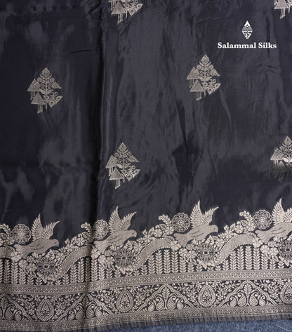 Beautiful Black Russian Silk Saree With Fancy Self Border