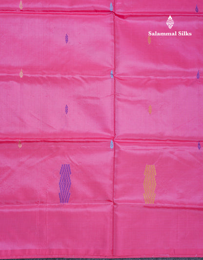Pink Thread work Buttas Banana Pinth Saree (Vaazhainaar Pattu) With Contrast Green Shade Blouse