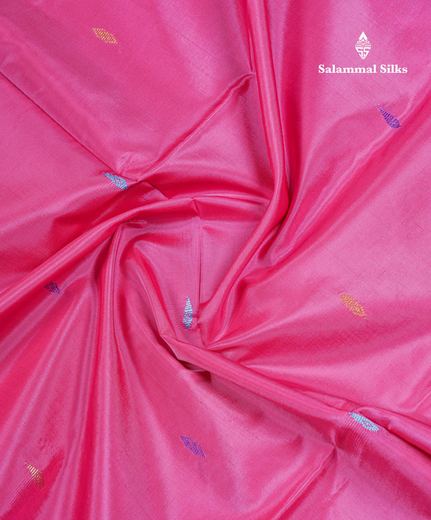 Pink Thread work Buttas Banana Pinth Saree (Vaazhainaar Pattu) With Contrast Green Shade Blouse