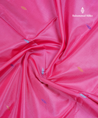 Pink Thread work Buttas Banana Pinth Saree (Vaazhainaar Pattu) With Contrast Green Shade Blouse