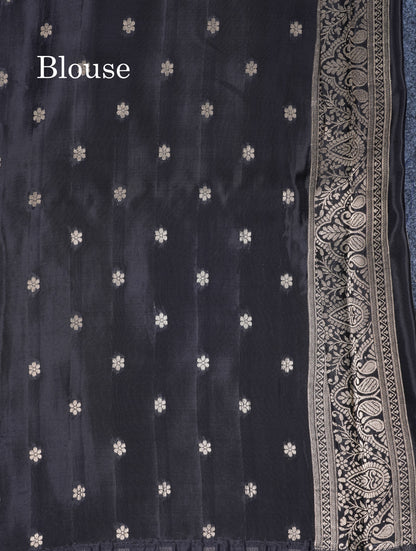 Beautiful Black Russian Silk Saree With Fancy Self Border