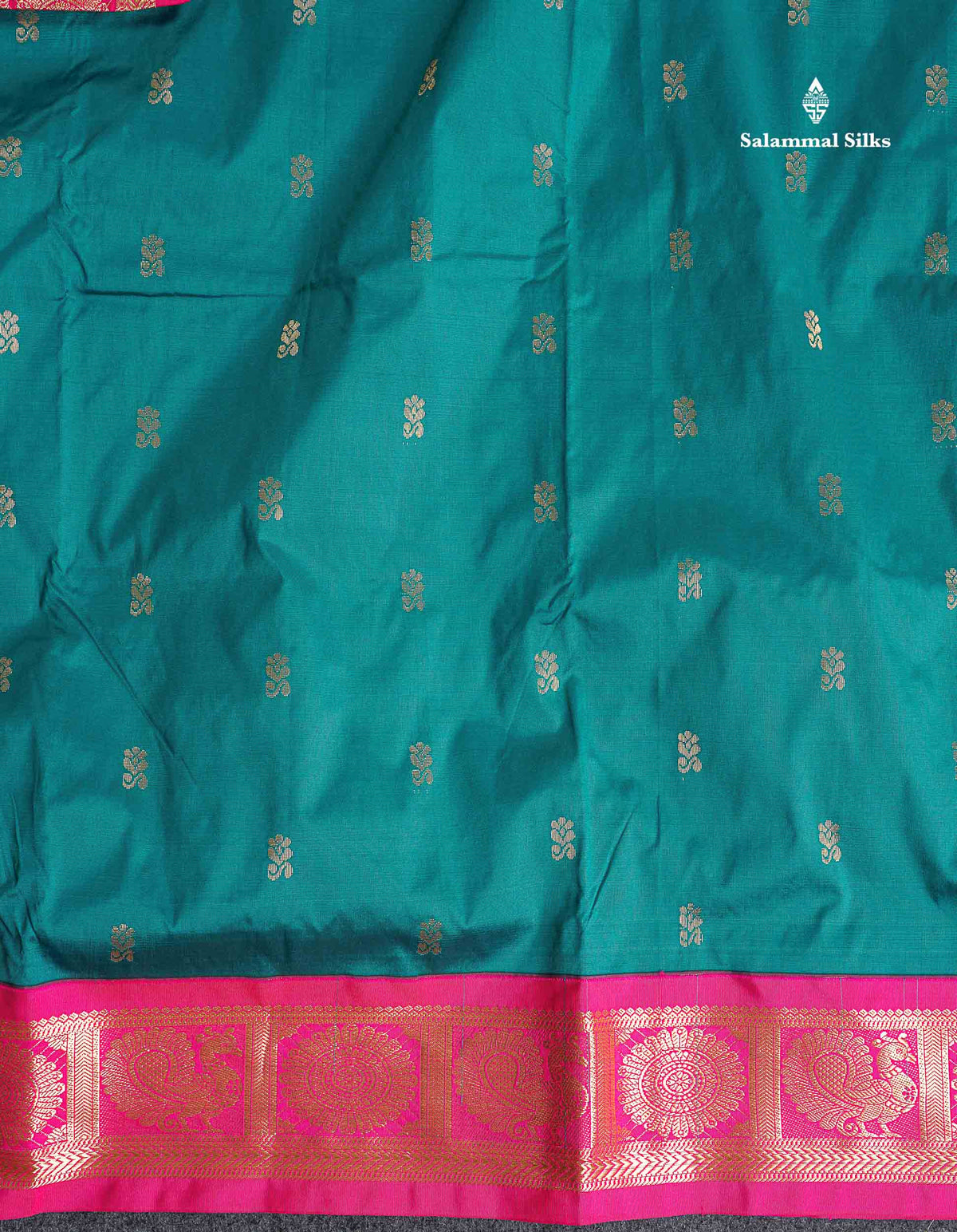 Semi Silk Saree - Magenta Pink Colour Body With Bottle Green Border | 9.5 Yards