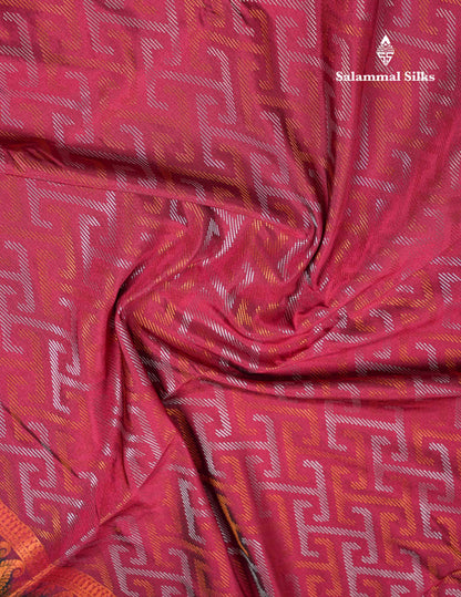 Beautiful Peacock Green Silver & Gold Zari Semi Silk Saree With Contrast Dual Tone Pink Traditional Border