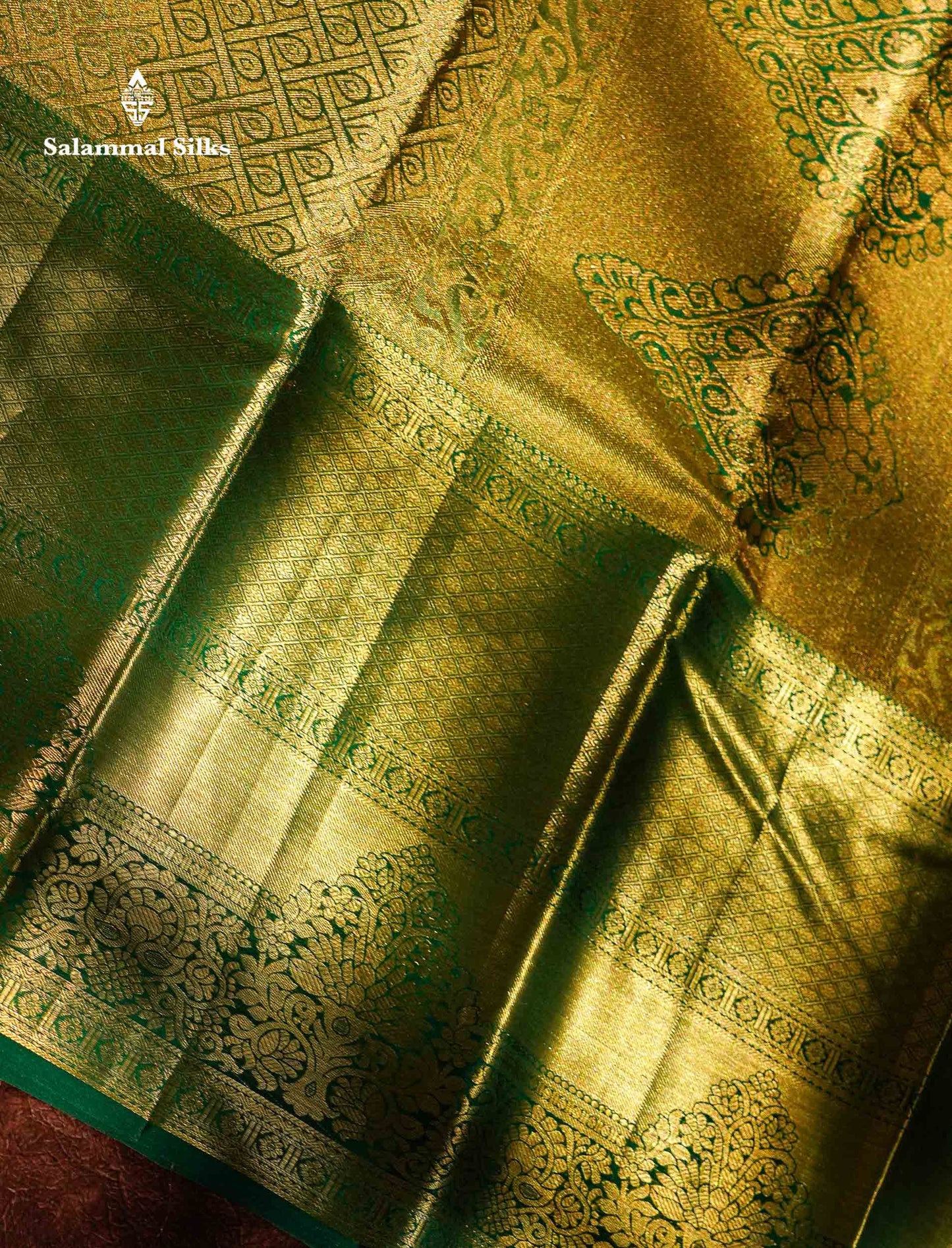 Beautiful Light Green Bridal Pure Kanjivaram Silk Saree With Contrast Bottle Green Traditional Evening Morning Border
