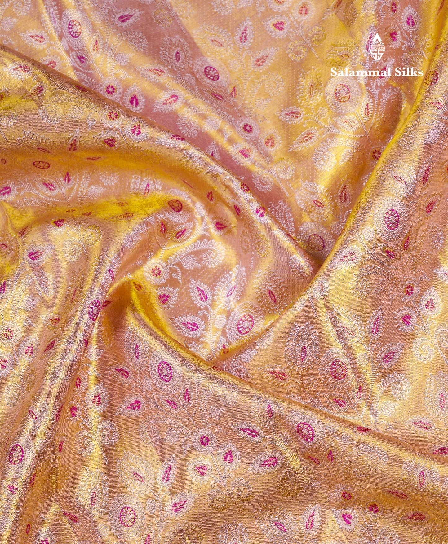 Beautiful Cream Sandal Tissue Bridal Pure Kanjivaram Silk Saree With Contrast Light Purple Fancy Border