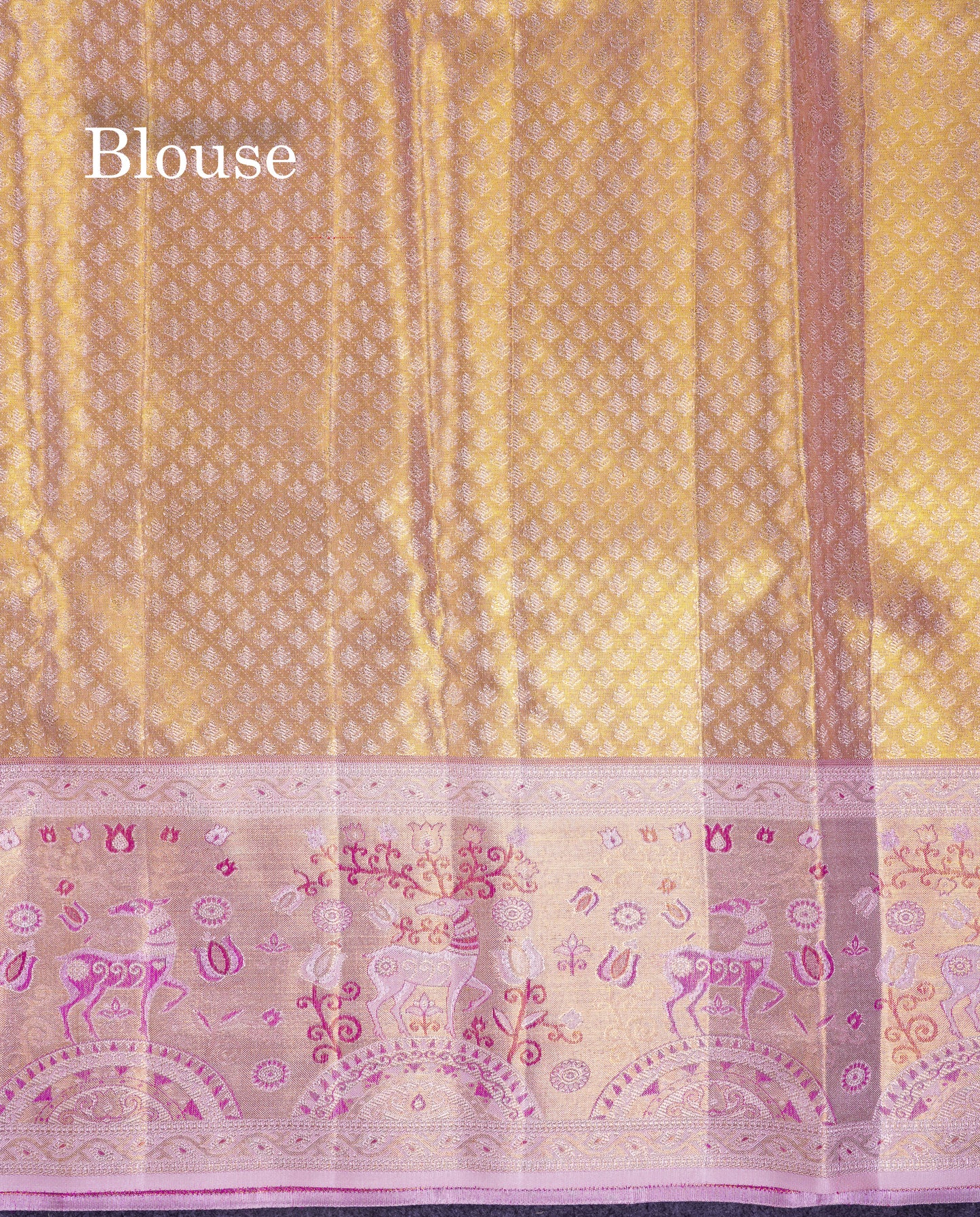 Beautiful Cream Sandal Tissue Bridal Pure Kanjivaram Silk Saree With Contrast Light Purple Fancy Border