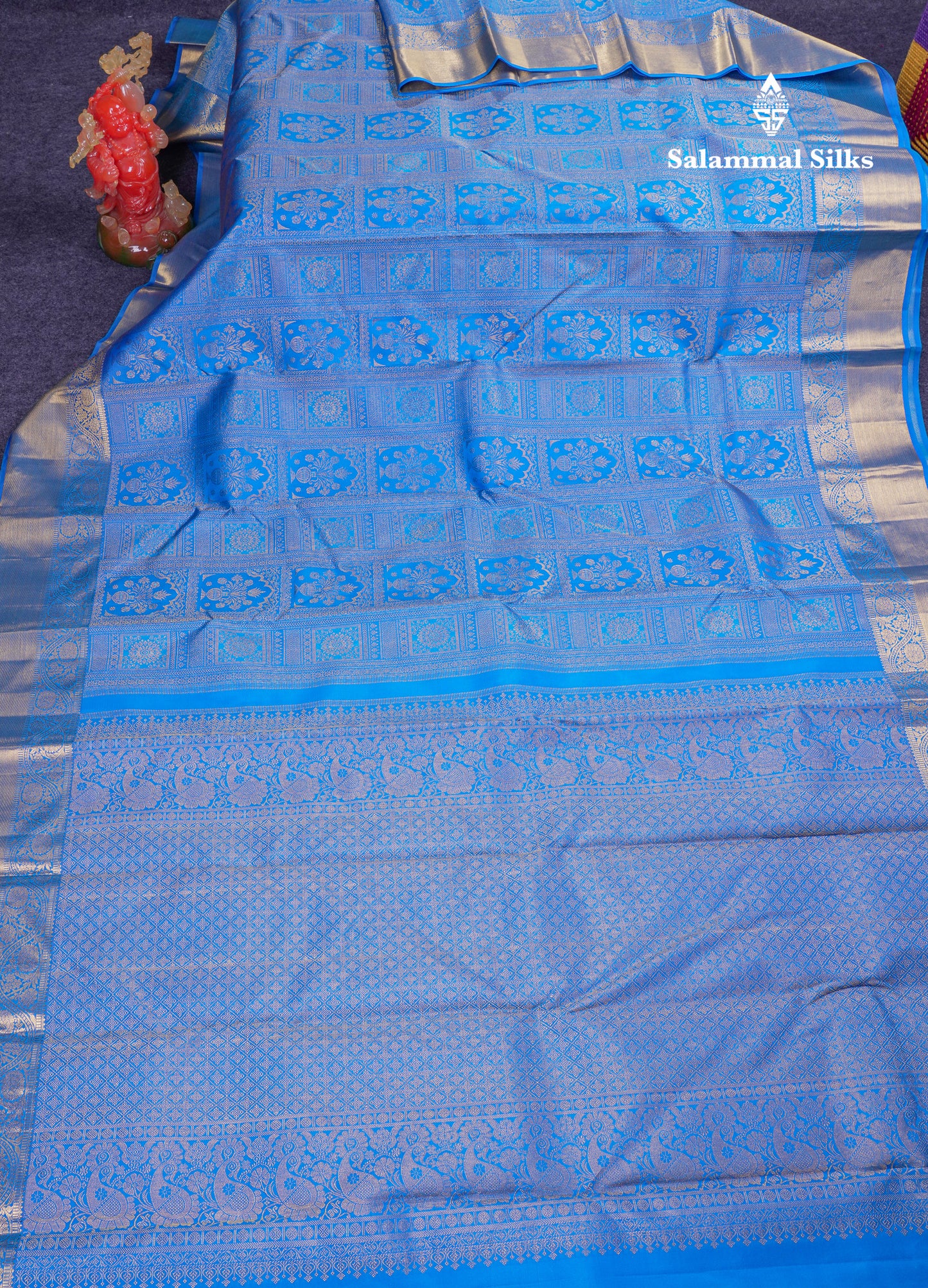 Beautiful Blue Bridal Pure Kanjivaram Silk Saree With Traditional Border