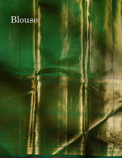 Beautiful Light Green Bridal Pure Kanjivaram Silk Saree With Contrast Bottle Green Traditional Evening Morning Border