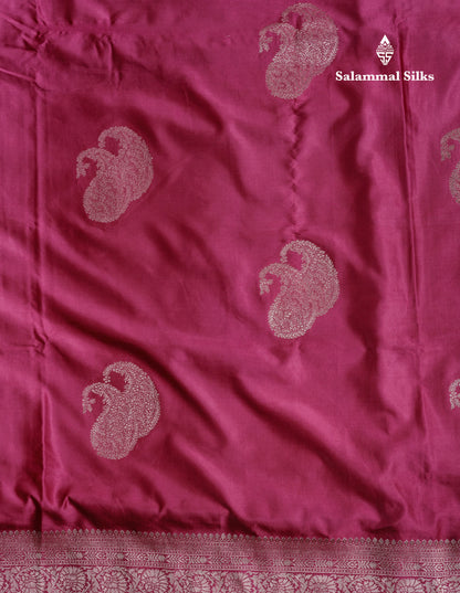 Beautiful Pink Shade Russian Silk Saree With Fancy Self Border