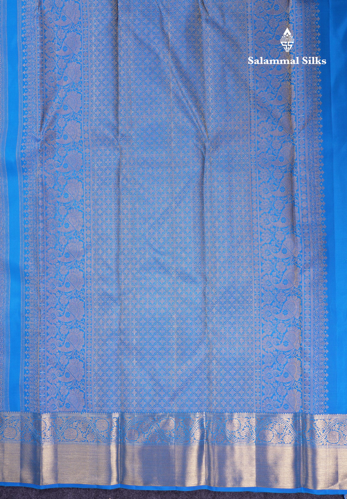 Beautiful Blue Bridal Pure Kanjivaram Silk Saree With Traditional Border