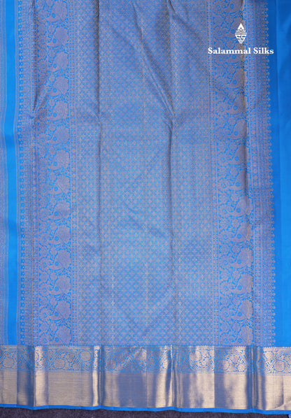 Beautiful Blue Bridal Pure Kanjivaram Silk Saree With Traditional Border