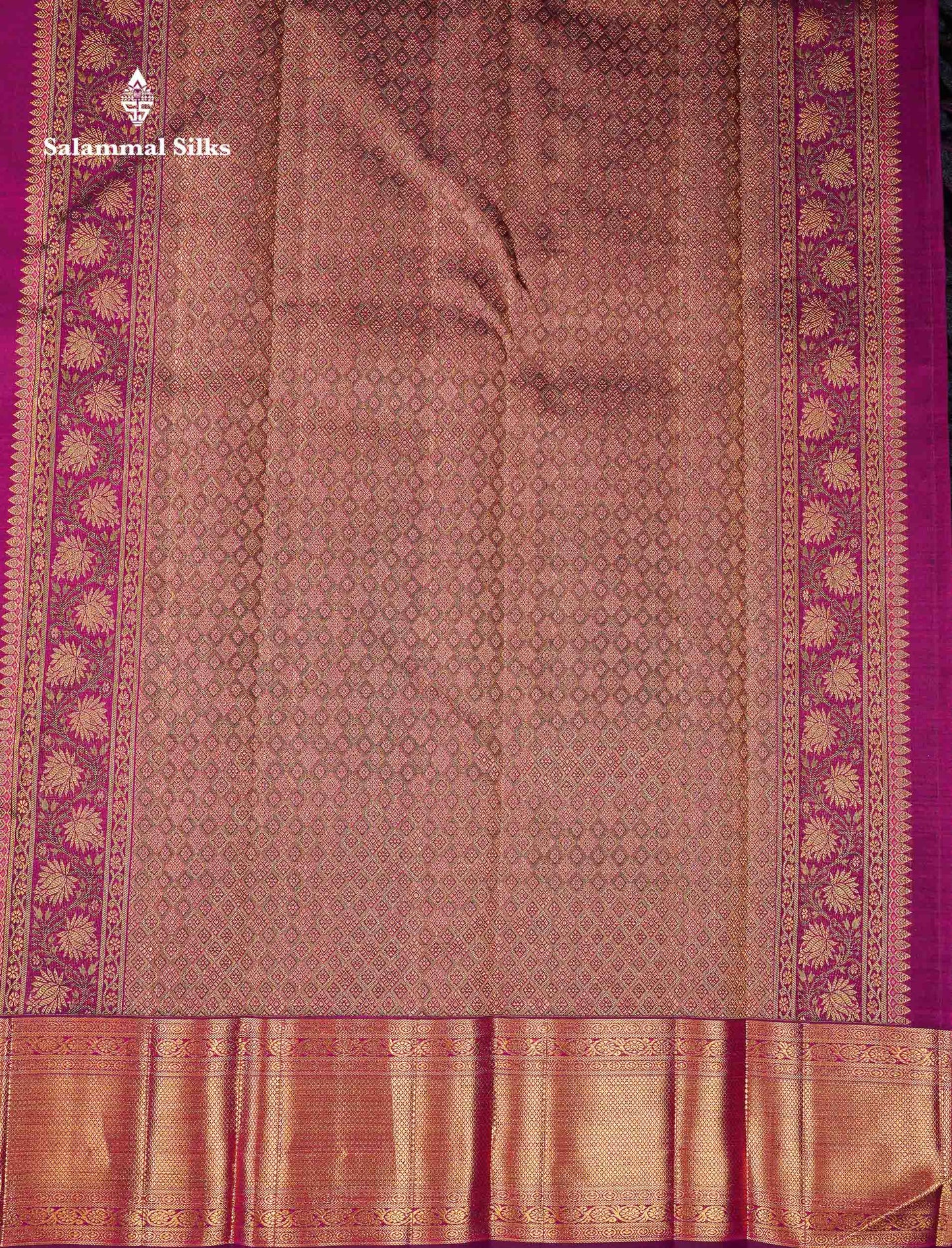 Beautiful Magenta Elephant & Peacock Butta Bridal Pure Kanjivaram Silk Saree With Traditional Border