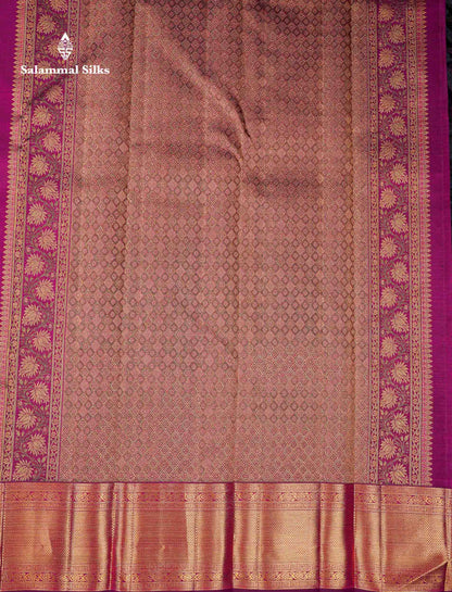 Beautiful Magenta Elephant & Peacock Butta Bridal Pure Kanjivaram Silk Saree With Traditional Border