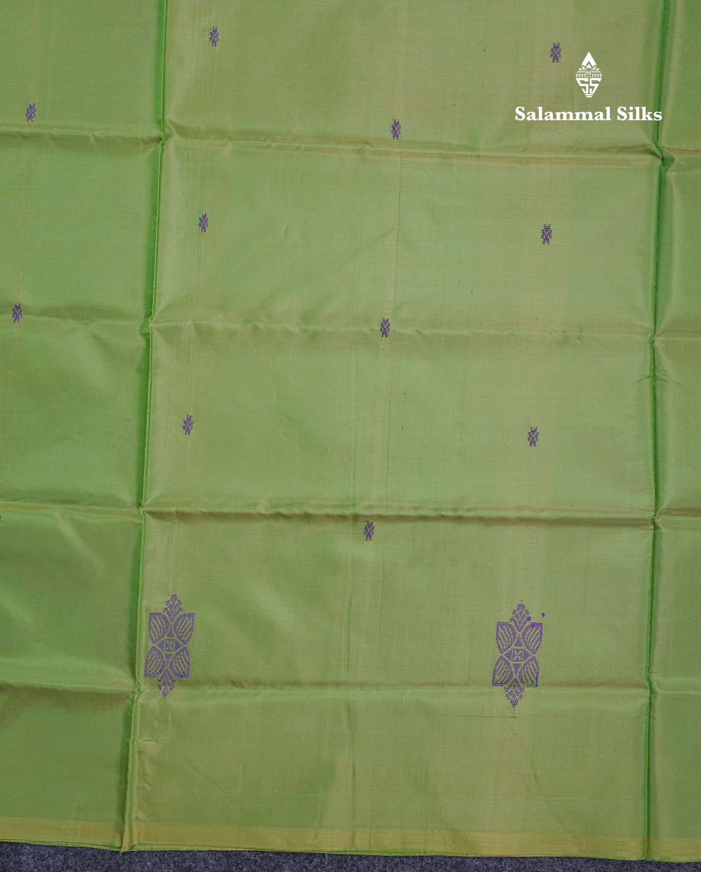Parrot Green Thread work Buttas Banana Pinth Saree (Vaazhainaar Pattu) With Contrast Light Pink Blouse