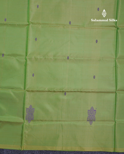 Parrot Green Thread work Buttas Banana Pinth Saree (Vaazhainaar Pattu) With Contrast Light Pink Blouse