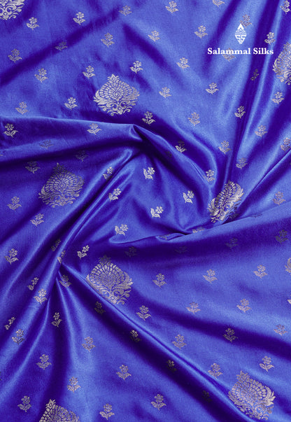 Beautiful Royal Blue Russian Silk Saree With Fancy Self Border