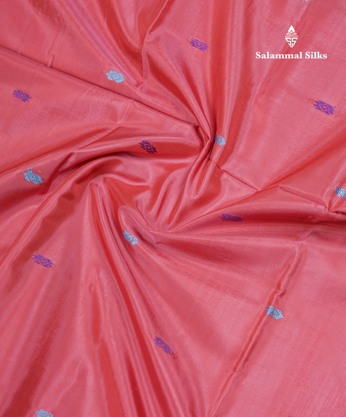 Peach Thread work Buttas Banana Pinth Saree (Vaazhainaar Pattu) With Contrast Peacock Green Blouse