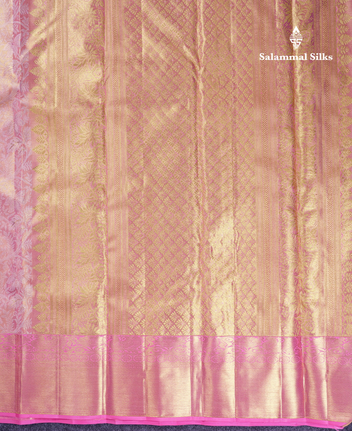 Beautiful Light Pink Tissue Bridal Pure Kanjivaram Silk Saree With Traditional Border