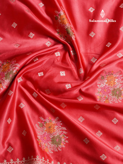 Beautiful Magenta Meenakari Work Russian Silk Saree With Fancy Self Border