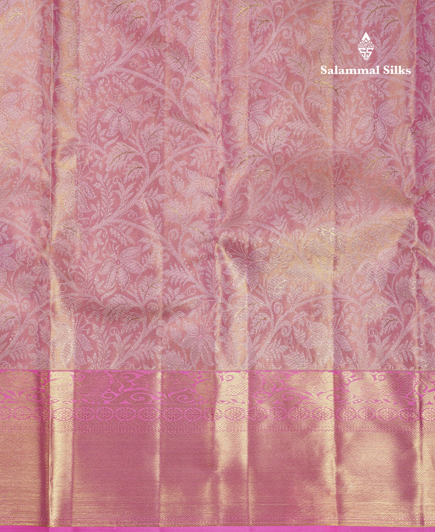 Beautiful Light Pink Tissue Bridal Pure Kanjivaram Silk Saree With Traditional Border