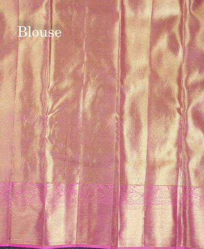 Beautiful Light Pink Tissue Bridal Pure Kanjivaram Silk Saree With Traditional Border