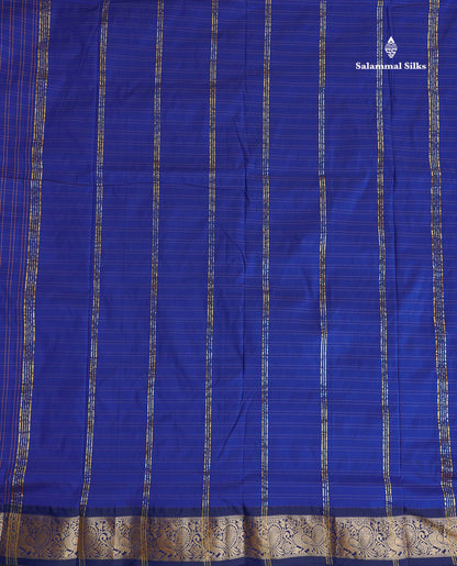 Semi Silk Saree - Teal Blue Colour Body Checks With Traditional Border | 9.5 Yards