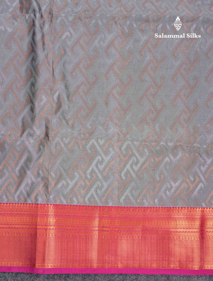 Beautiful Peacock Green Silver & Gold Zari Semi Silk Saree With Contrast Dual Tone Pink Traditional Border