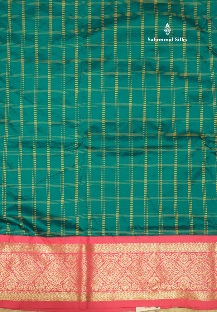9 Yards Semi Silk Saree Orange Colour with Bottle Green Border